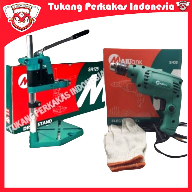 MAILTANK PAKET MESIN BOR 10MM+DUDUKAN BOR