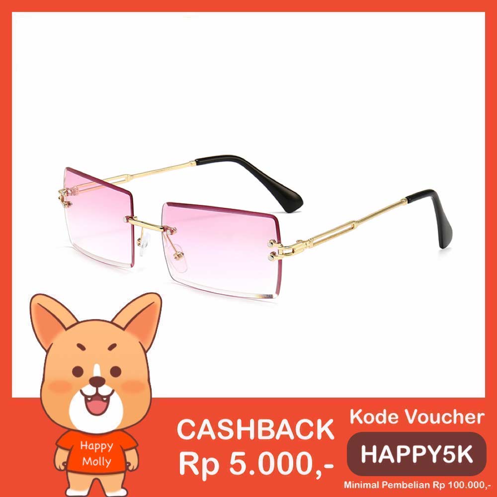 Kacamata UV400 [ Pink ] Anti Radiasi - Sunglasses Pria &amp; Wanita Korea - HM8102