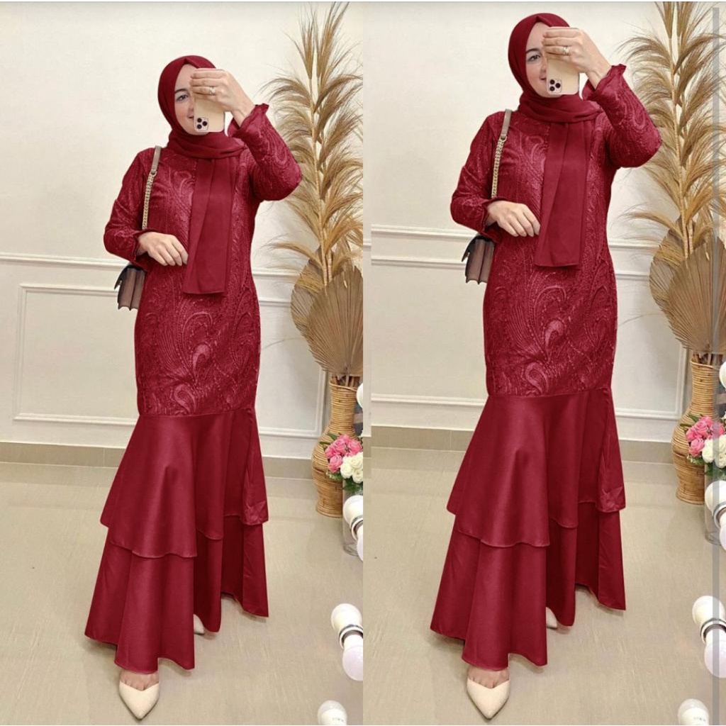 (L, XL)DRESS PESTA ARINI. MAXI PESTA MUSLIM. MUSLIMAH FASHION.LDC