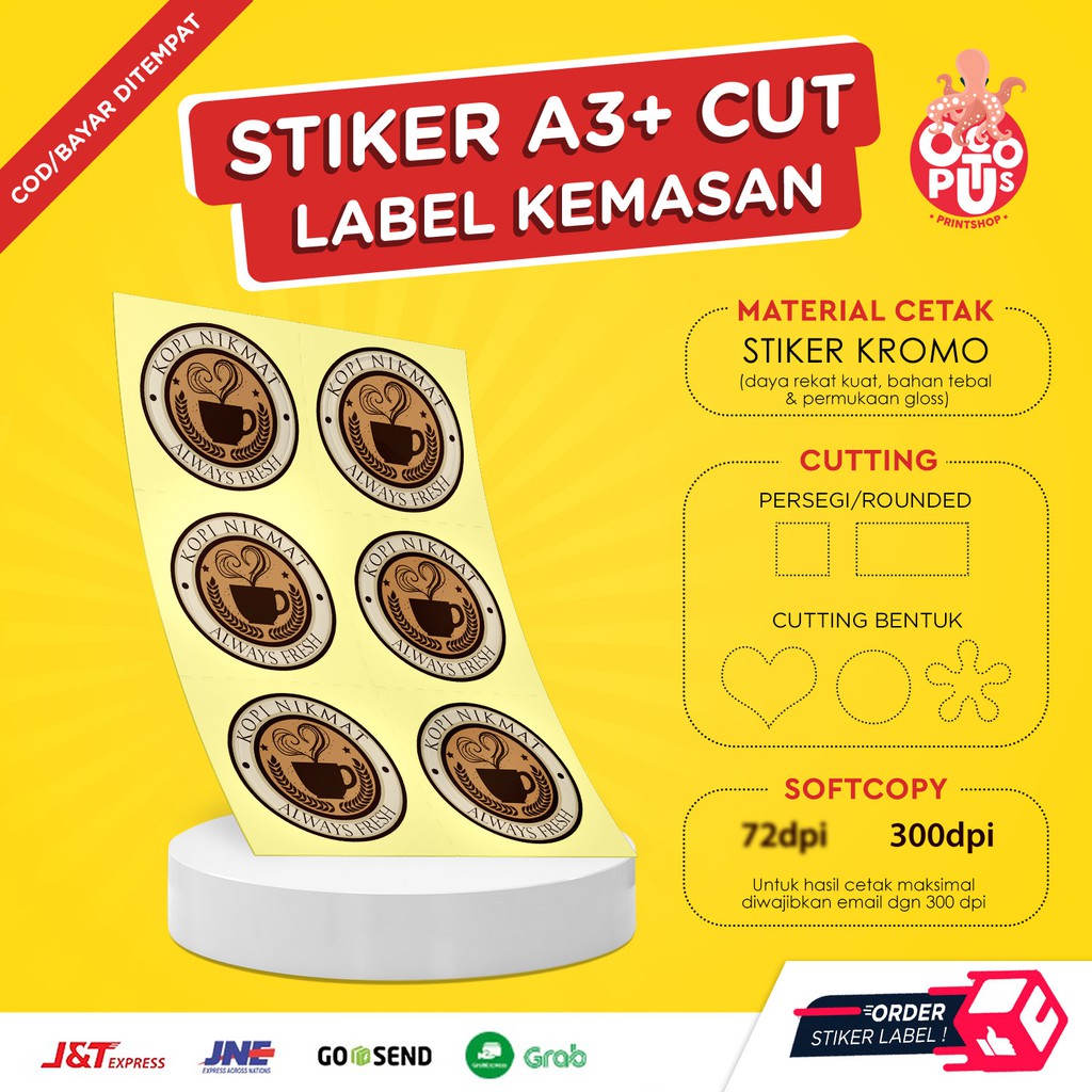 Jual Cetak Stiker Label Makanan Chromo A3 Cut Cetak Label Kemasan Makanan Shopee Indonesia 4200