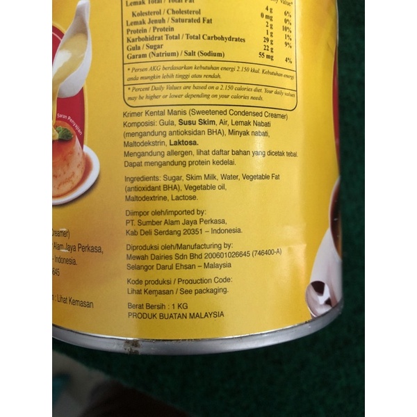 SUSU KENTAL MANIS MALAYSIA SAJP 1kg