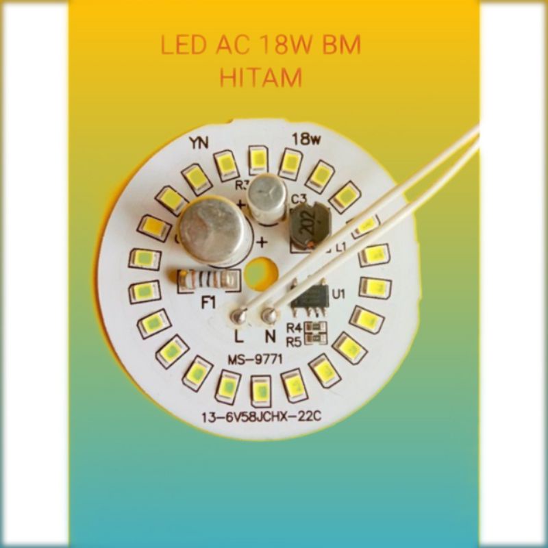Mesin lampu  18 Watt Led AC BM Hitam