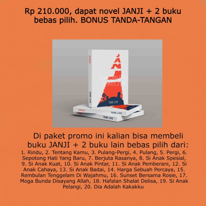 

FLASH SALE!!! PROMO COMBO JANJI + 2 BUKU BEBAS PILIH TERMURAH