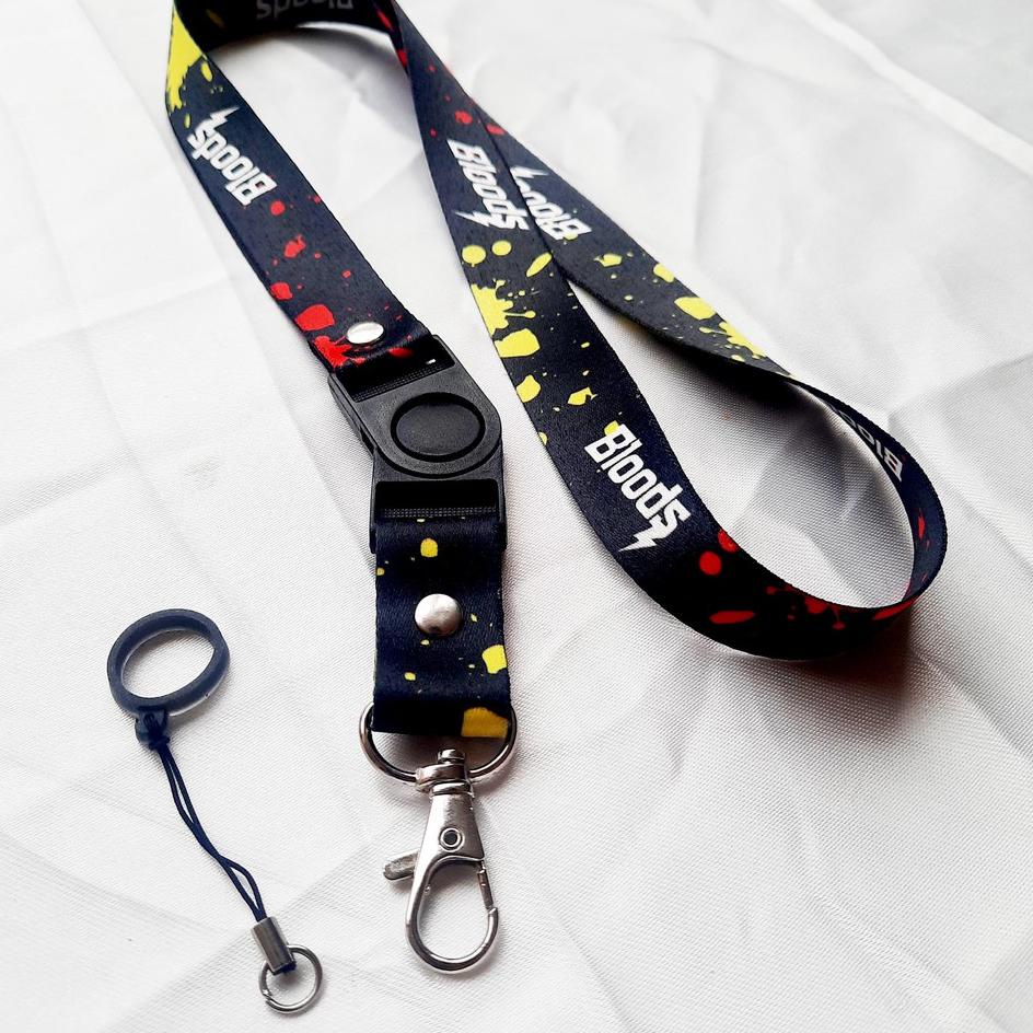 

DiR/ Lanyard printing BLOODS Gantungan ID Card/Pod + karet 13mm |Di.sini.tempatnya