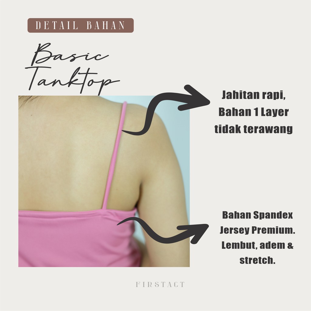 Firstact Tanktop Wanita Polos Basic Tank Top Polos Tali Kecil Spandex-3