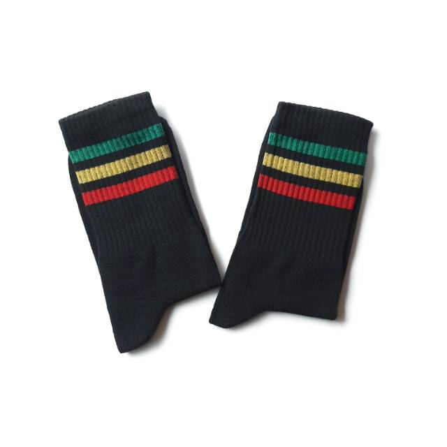 Kaos kaki old school stripe merah kuning hijau