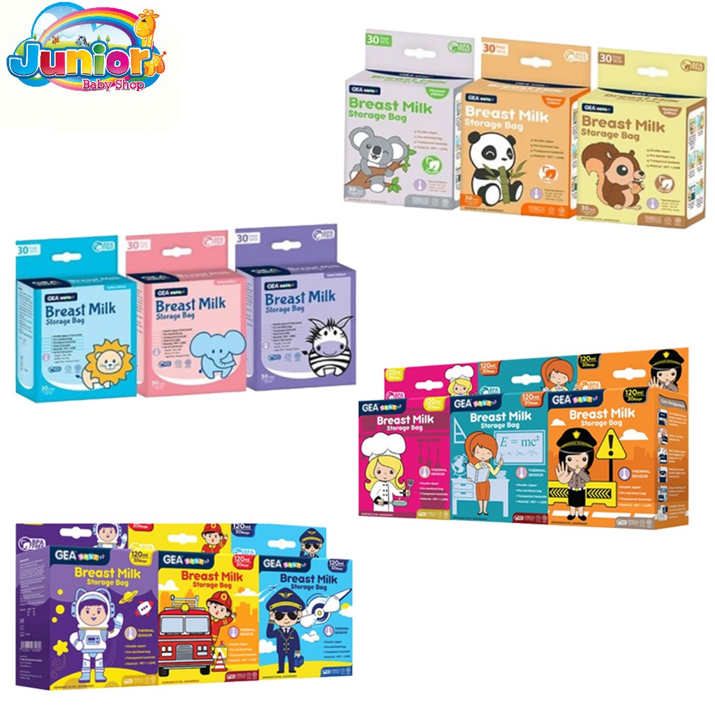 TERMURAH! GEA Baby Breast Milk Storage Bag 120ml Pouch Safari &amp; Mammals Reborn Edition - Kantong Asi