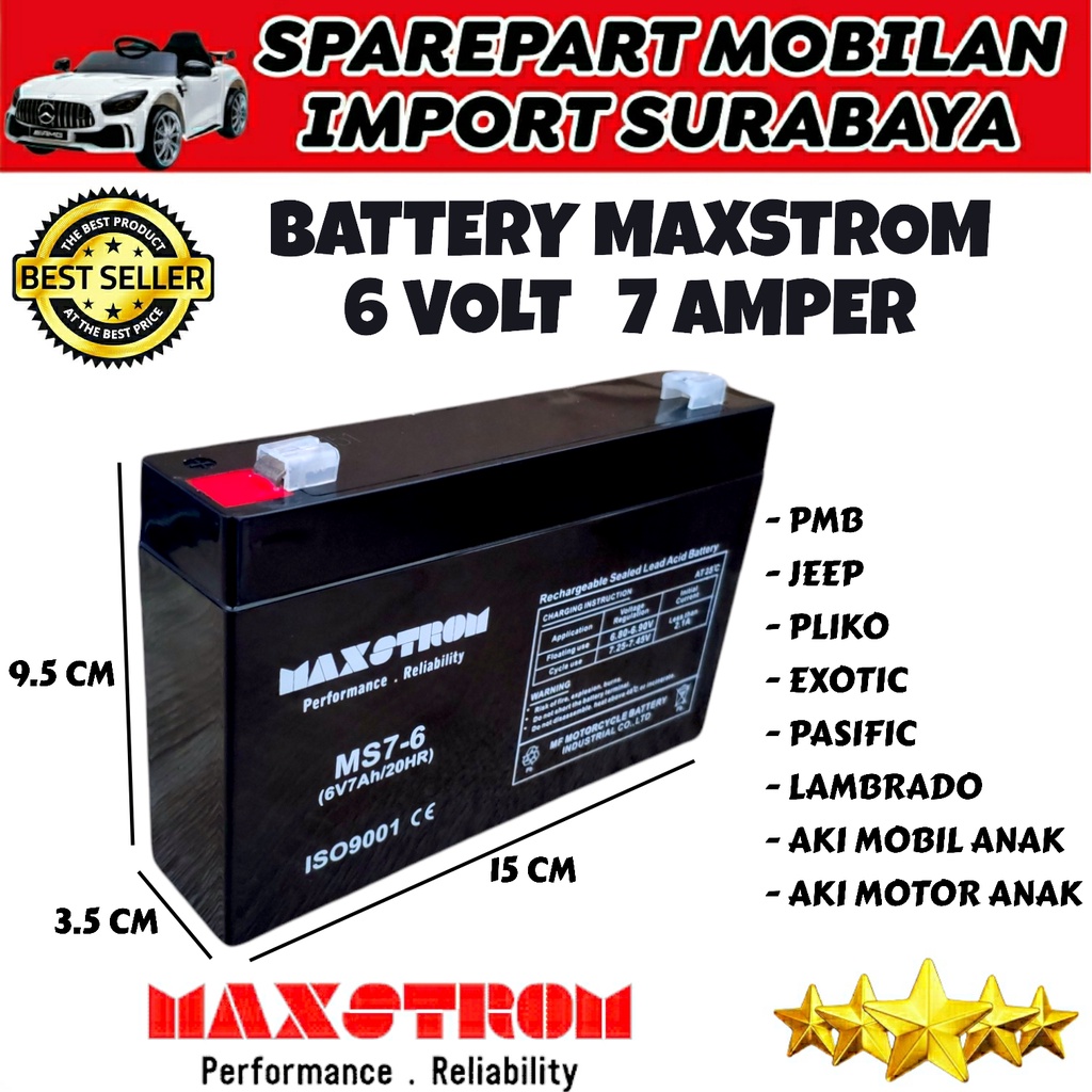 PMB BATTREY 6 VOLT 7 AMPER MOTOR MOTORAN MOBILAN REMOT AKI LAMBRADO PLIKO UNIKID YUKITA VESPA SCOOPY MICKEY SKUTER RIDE ON CAR TOYS CHILDREN KONTROL DINAMO GERBOX 6V 7AH ACCU KONTROLER RC 6 VOLT KAYABA VRLA