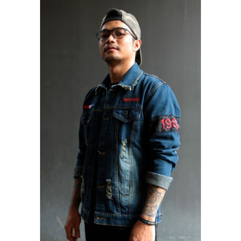 Jaket jeans murah/Japanese Ripped Jacket Denim LOD™/jaket jeans sobek/jaket