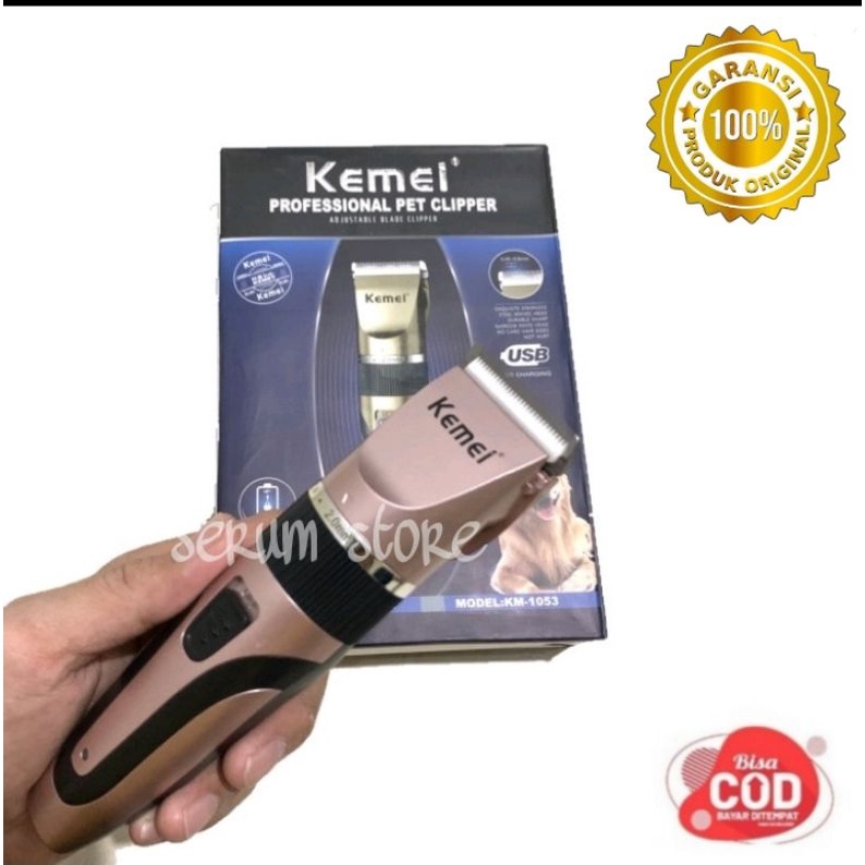 Alat Cukur Mesin Cukur Bulu Hewan Kucing Anjing Rechargeable KEMEI KM-1053 Pet Clipper