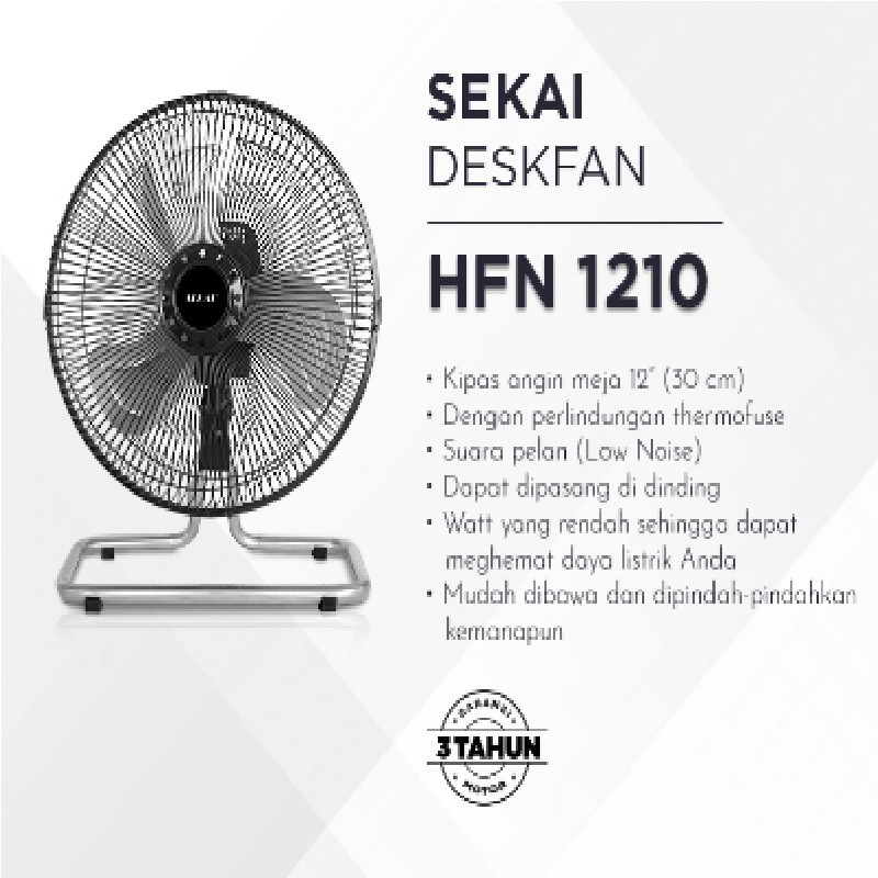 SEKAI Kipas Angin Dinding / Kipas Angin Meja Tornado 2 in 1 12 Inch - HFN 1210