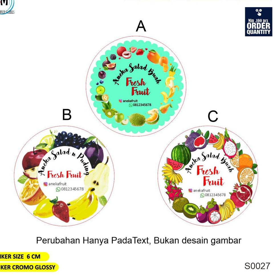 

Promo Hari Ini Cetak Stiker label Aneka Salad Buah (1 pack isi 100 pcs)