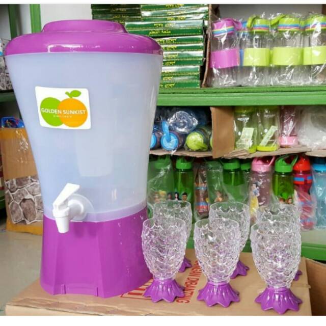 Jual Ready Dispenser Set Gelas Nanas Golden Sunkist Indonesiashopee Indonesia 5918