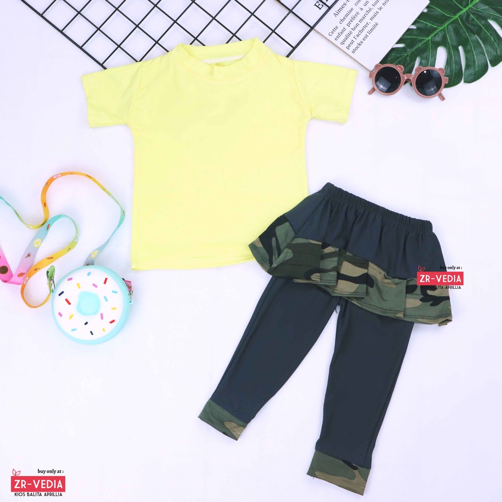 Setelan Zahra uk Bayi - 4 Tahun / Setelan Umbrella Pants Kaos Polos Baju Anak Perempuan Celana Panjang