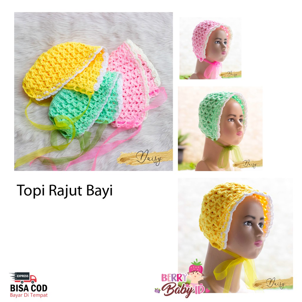 YooBerry Arosa Topi Rajut Wol Bayi Anak Daisy Lucu 0-3 Tahun Hand Made Berry Mart