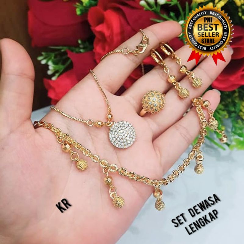 PERHIASAN WANITA DEWASA LAPIS EMAS 24 K MOTIF PILIHAN