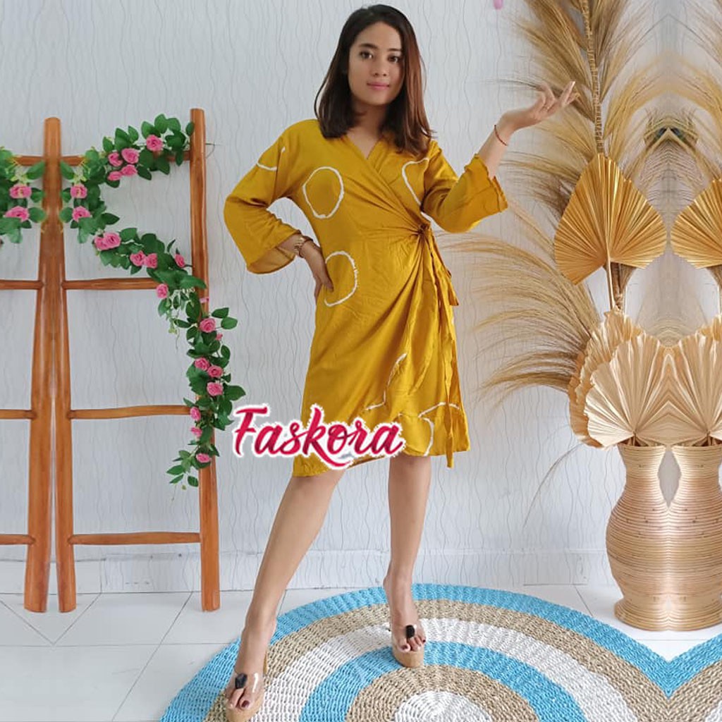 Dress Bali Wanita Jumbo Sibori / Dress Kimono Pendek Wanita / Pakaian Wanita Dress Casual Dress