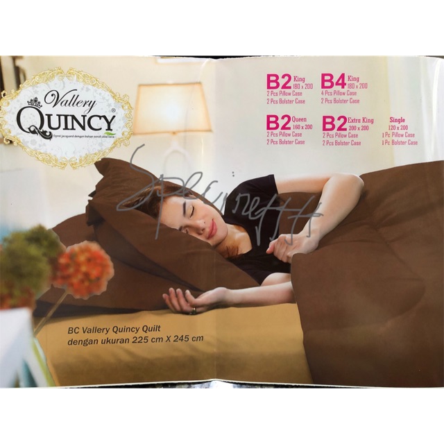 Sprey Seprai Vallery Quincy polos 120x200 T:30 Bantal 1 guling 1 emboss. All motif by request