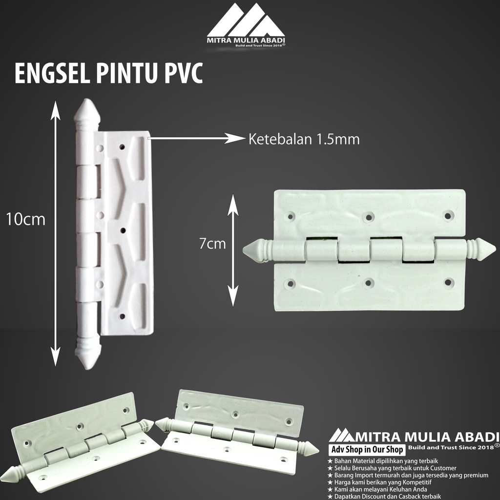 Engsel PVC Pintu Kamar Mandi WC Toilet Tebal 4&quot;