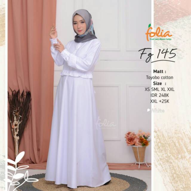 FOLIA GAMIS FG 145 PUTIH KATUN TOYOBO BUSUI TALI PINGGANG