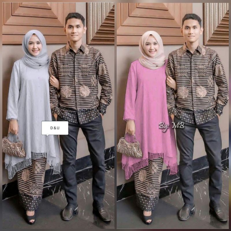 Couple Batik Shofia Couple Kebaya Tille Bordir Mutiara Syari Pesta Modern