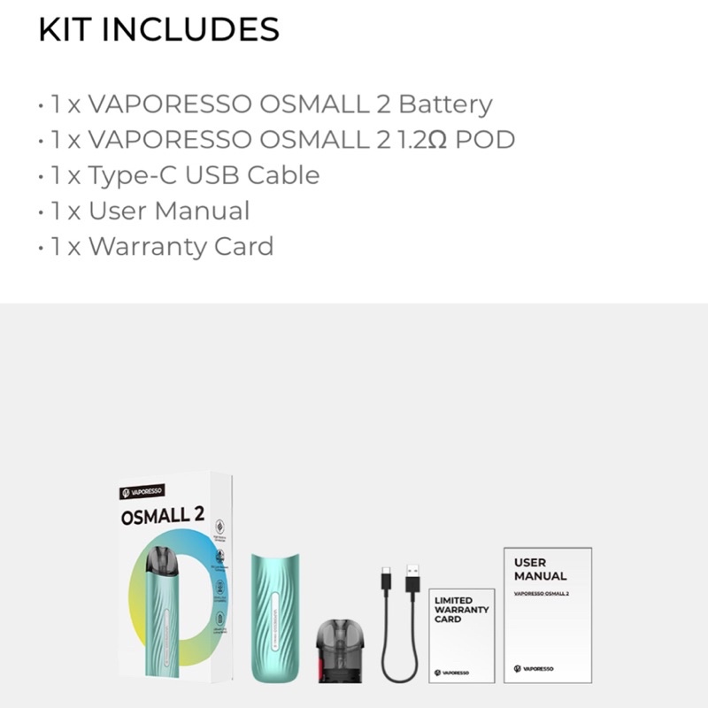 VAPORESSO OSMALL 2 Pod System Kit 450mAh 2ML