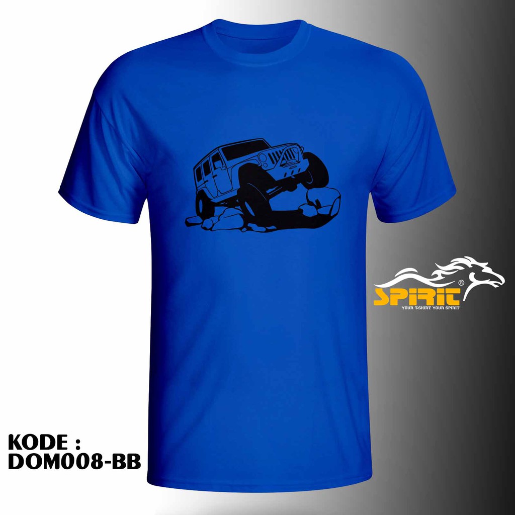 dom008 baju kaos otomotif spirit t shirt original pria  jeep off road rock