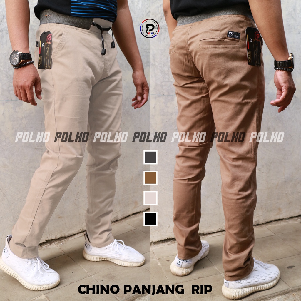 CELANA CHINO Panjang pria Slimfit KERJAHARIAN Santai Casual Formal Hitam Abu Cream Mocca Size 27-38