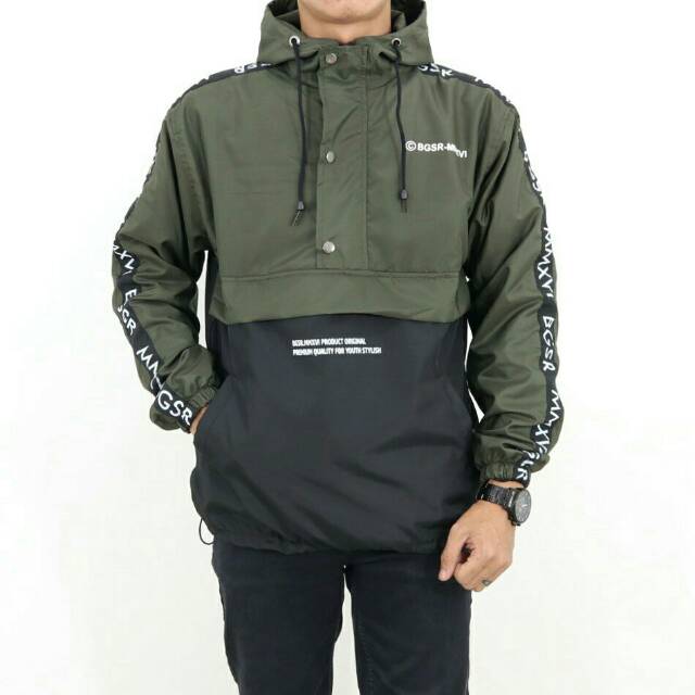 Jaket Cagoule Kombinasi Taslan JN Waterproof / Jaket Parasut Parasit Pria / Jaket Outdoor Hiking