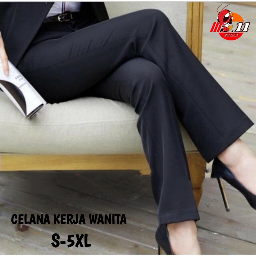 CELANA KANTOR FORMAL KERJA WANITA SLIMFIT BAHAN DASAR KAIN