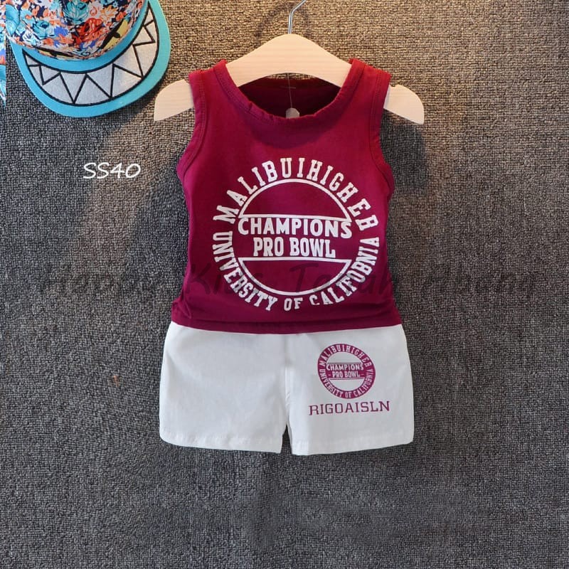 Pakaian Anak Laki-Laki/Singlet Anak laki-laki/Atasan Kaos Anak Laki-Laki/Setelan Singelt Anak laki-laki/Setelan Singlet Warna Maroon