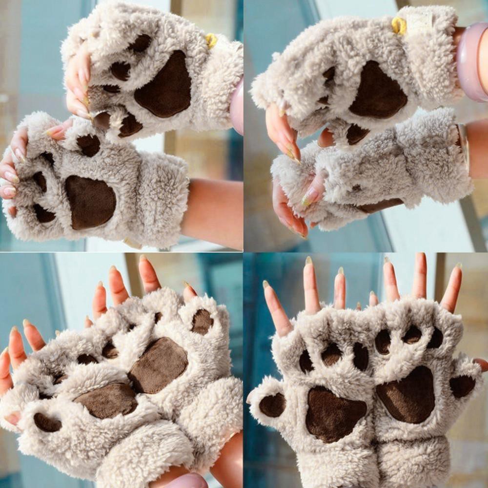 KN-17 sarung tangan paw kucing cat bear musim dingin winter neko fingerless