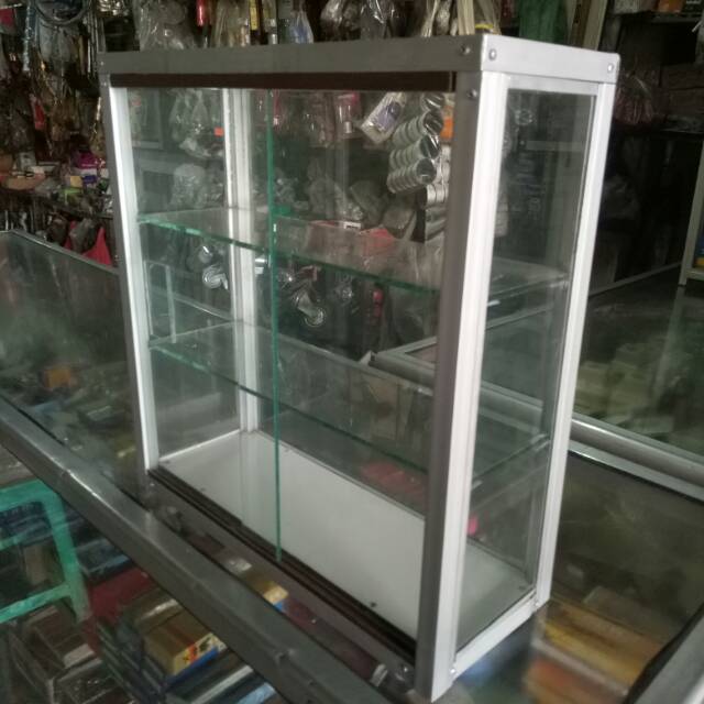 ETALASE ALUMINIUM KACA MINI SIZE MULTIFUNGSI MURAH KOKOH