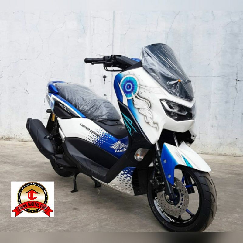 Decal Sticker NMAX Motif Airbrush White blue