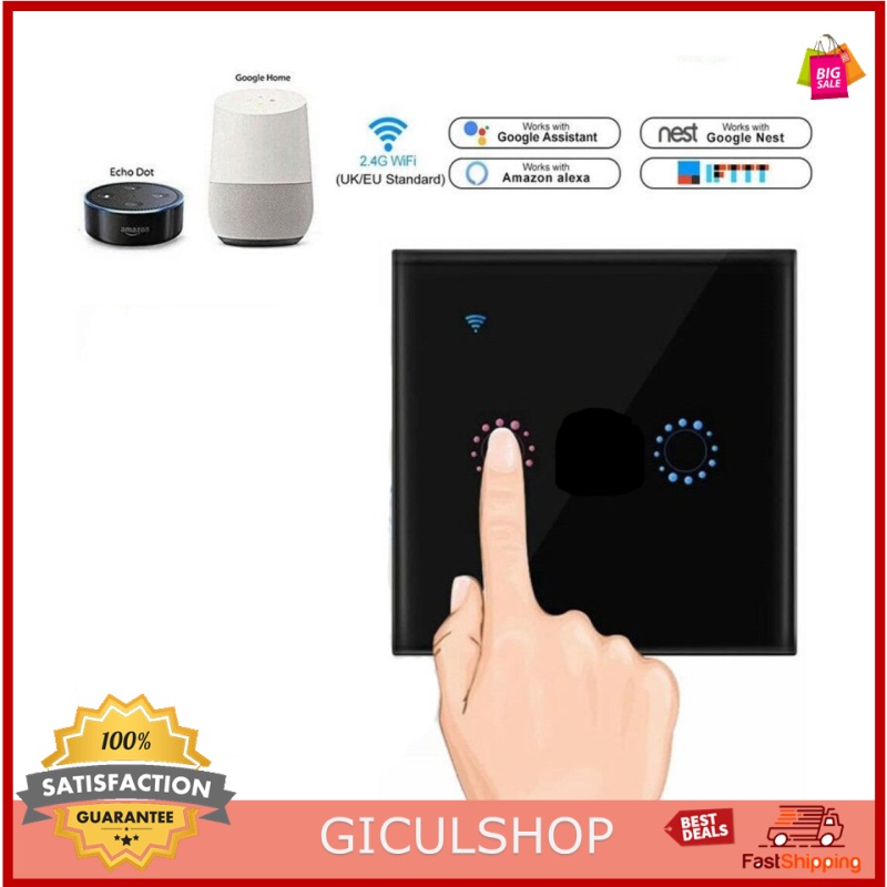 MINITIGER Saklar Lampu Touch Wireless WiFi 2 Switch - FXF028 - Murah
