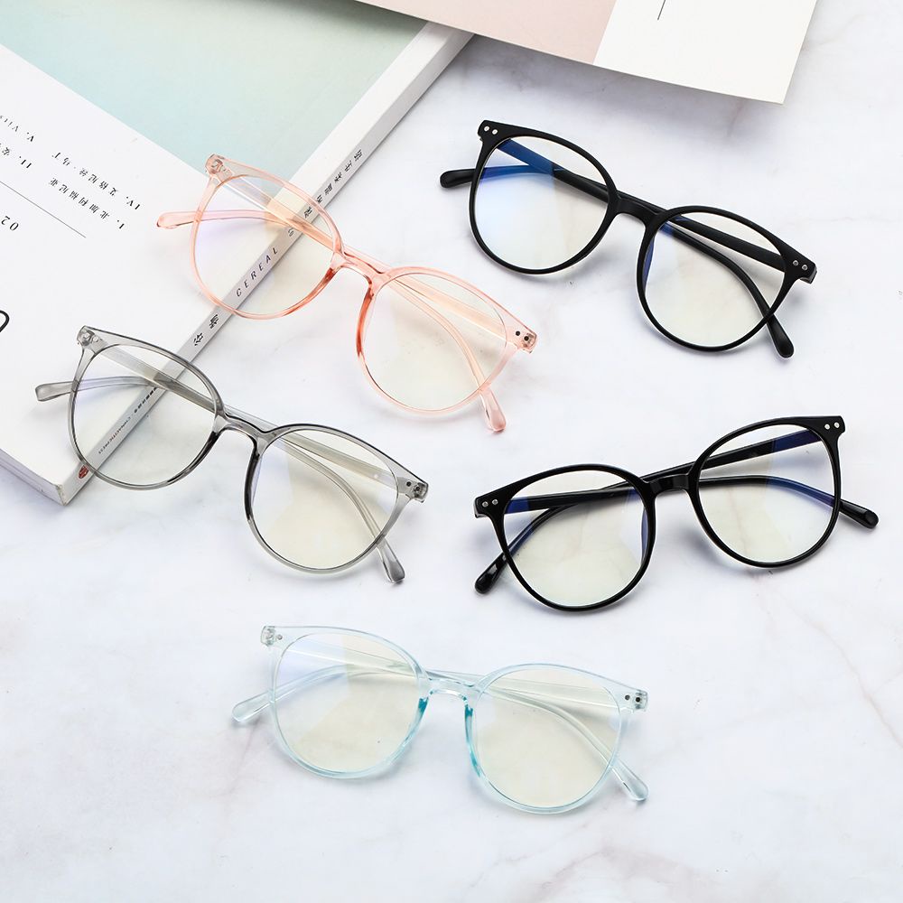 ROW Fashion Blue Light Blocking Glasses Lightweight Anti Radiation Office Computer Goggles Round Frame Oversized Clear Lens Vintage Anti Blue Light Glasses