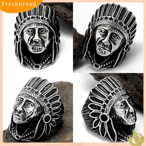 [TERLARIS]Men Women Vintage Alloy Indian Chief Pattern Finger Ring Punk Jewelry Charm