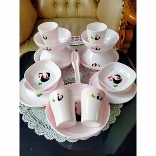 Eko Pepetok Set Of 24 Dinner Set Plastik | Shopee Indonesia