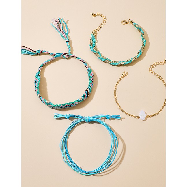 LRC Gelang Tangan Fashion Love Braided Rope Letter Love Pony Multi-layer Bracelet P06584