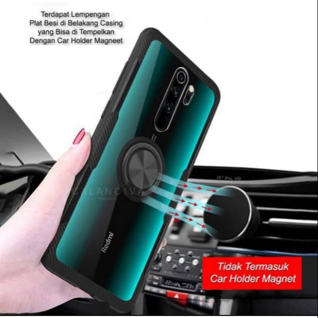 Case Redmi Note 8 Pro - Fuze Carbon Stand Holder Ring Casing Xiaomi Redmi Note 8 Pro SC