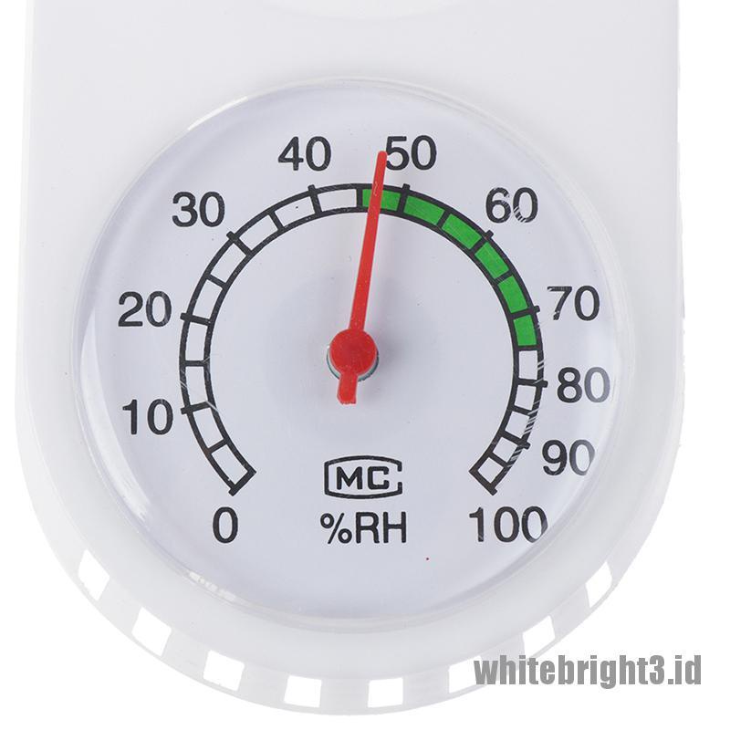 ❤White3 Warna Putih❤ Termometer Higrometer Analog Monitor Kelembaban Model Tempel Dinding Untuk Rumah Tangga