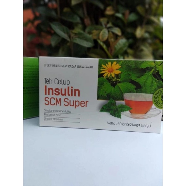 Teh celup Insulin SCM Super untuk mencegah dan mengobati diabetes atau Kencing manis dan menurunkan kadar gula darah dalam tubuh