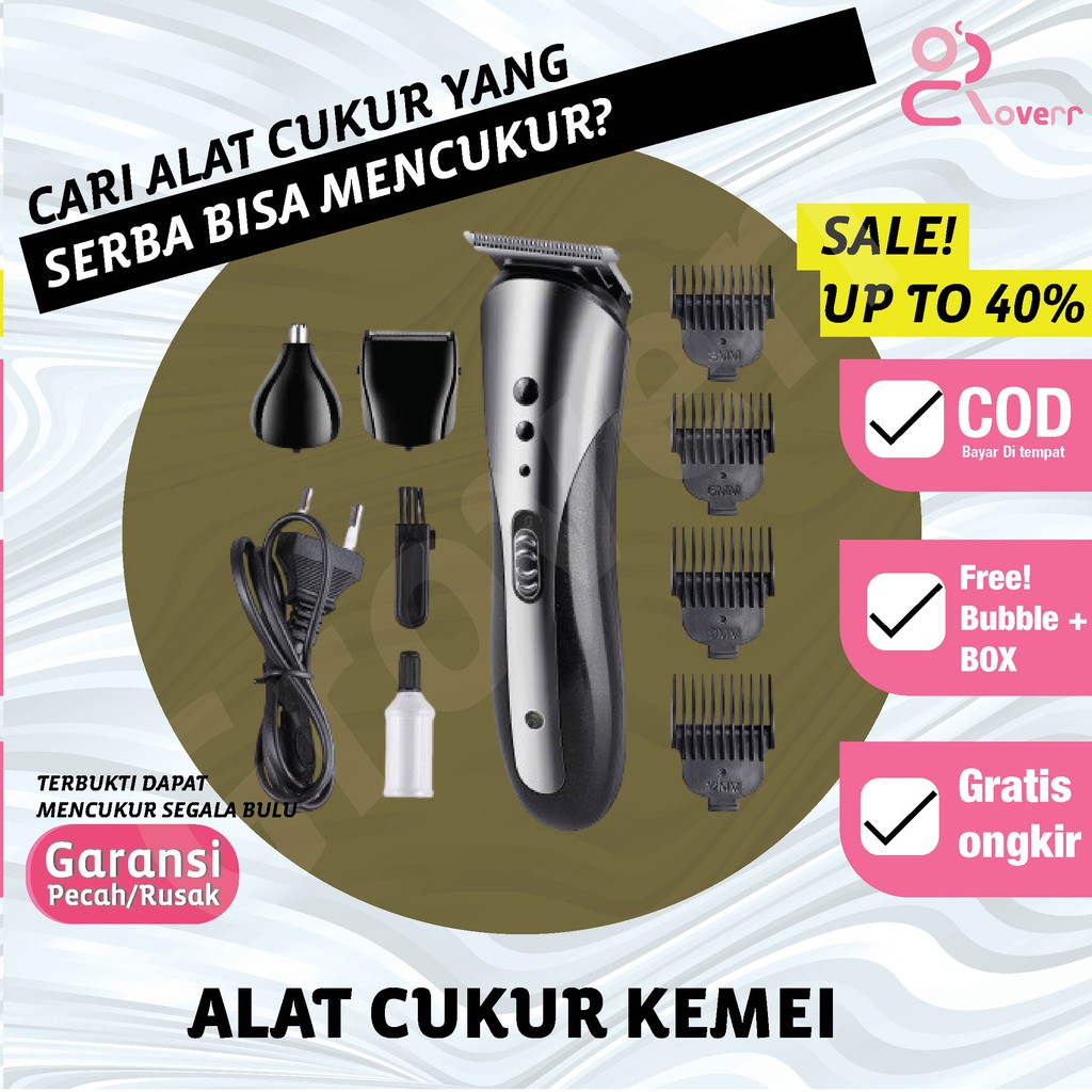 Alat Mesin Cukur Hair Clipper Rambut Kumis Jenggot Bulu Hidung Kemei 1407 Charger Listrik KMCG2