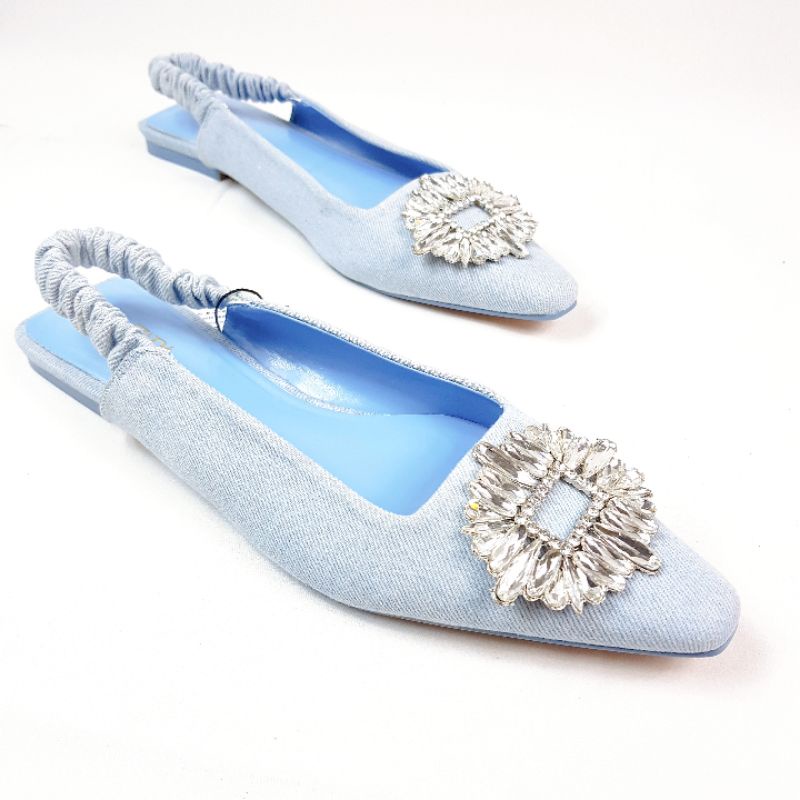 ZR Shimmery Flat Round Toe Slingback 6062