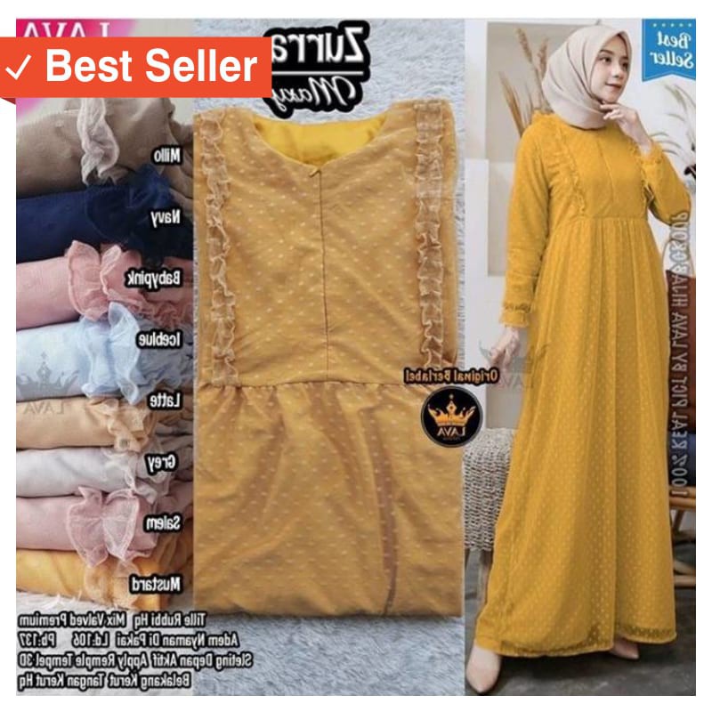 TERMURAH SIAP KIRIM MUSLIM MUSLIMAH ZURRA MAXY GAMIS PESTA TILE POLKADOT WANITA TERMEWAH KAIN