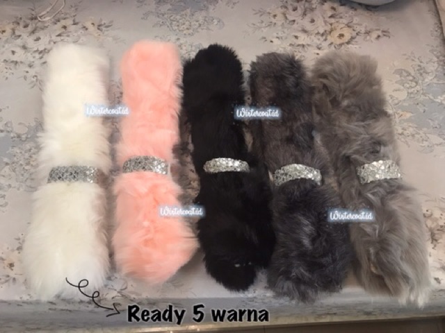 Faux fur scarf syal fox musim dingin winter shawl bulu mewah import korea hangat wanita