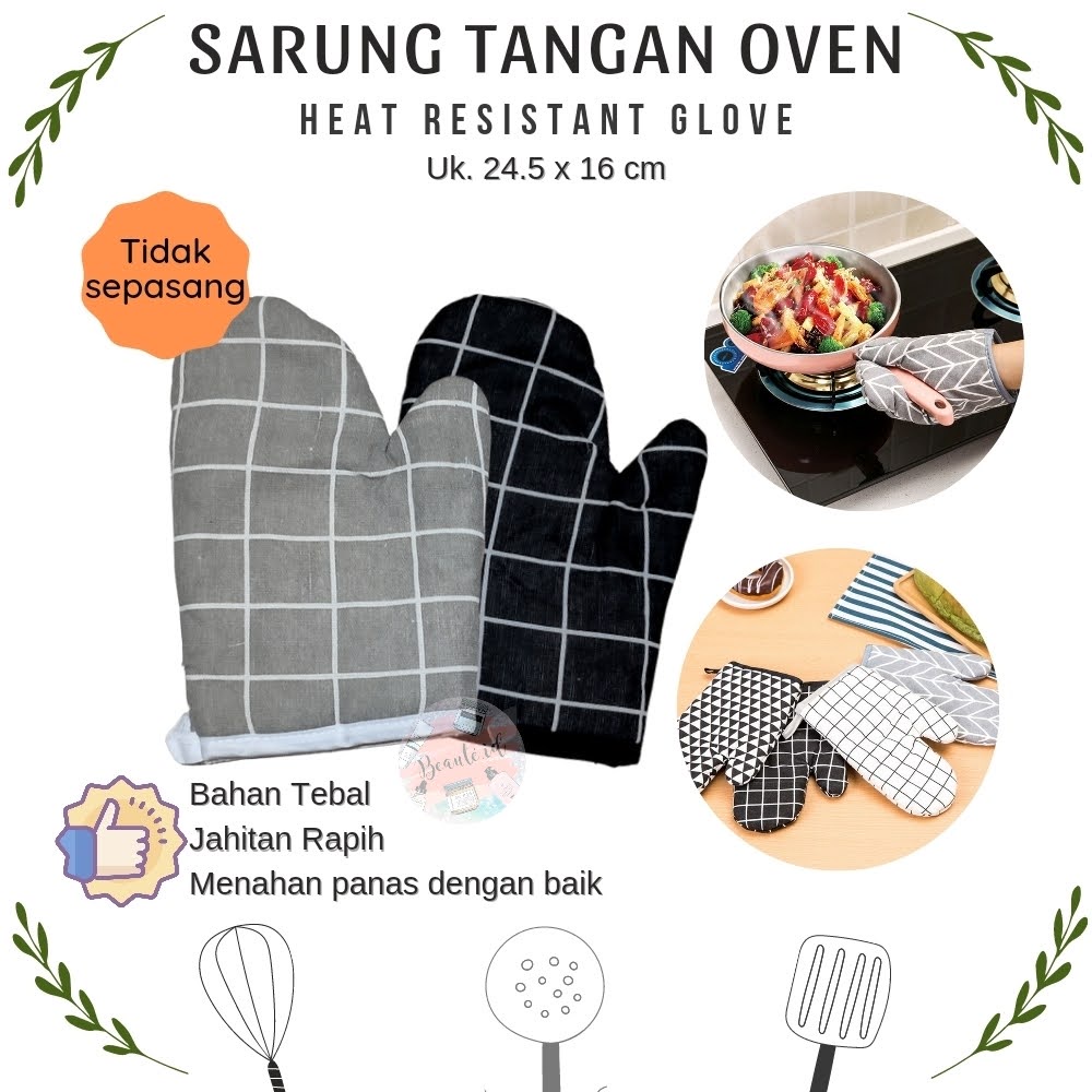 Sarung Tangan Oven Celemek Cempal Tatakan Masak Dapur Anti Panas Oven Heat Resistant Gloves Pelindung Tangan Baking - 1 PCS