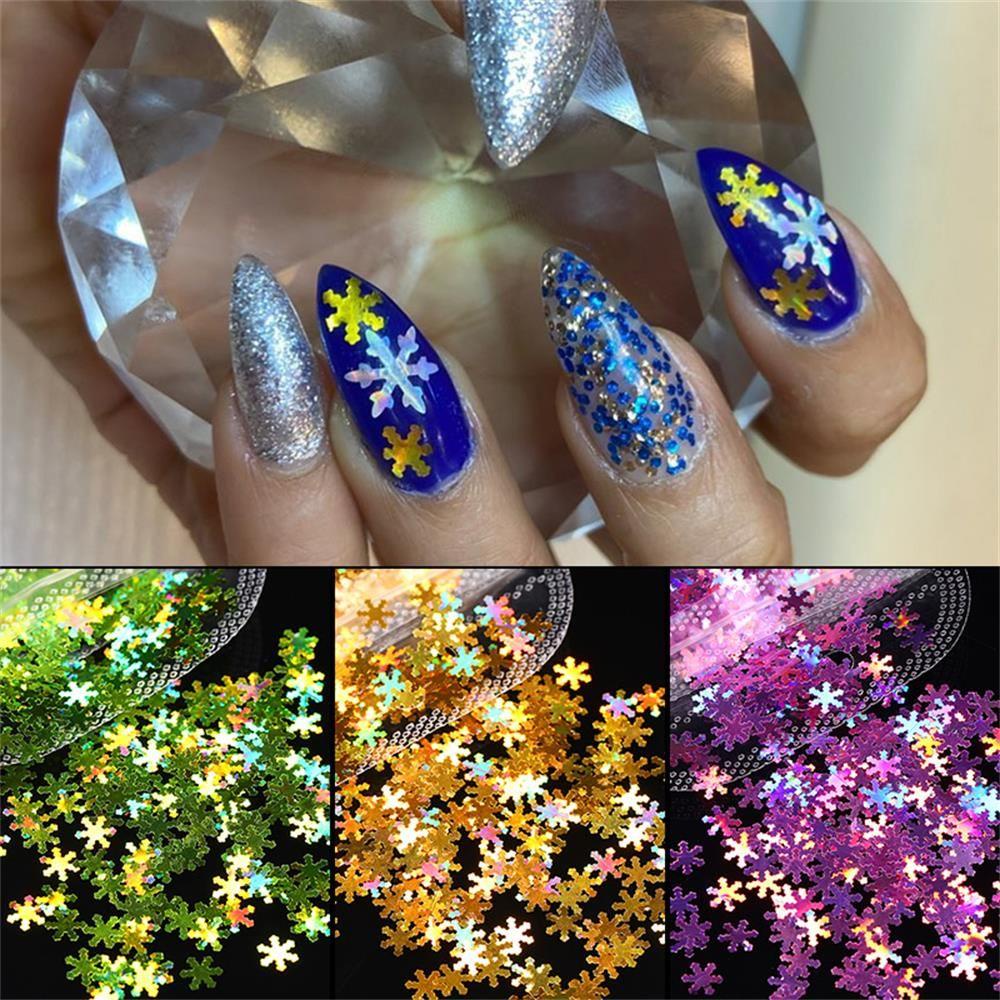 Preva 1tas Paku Sequin Sparkly 3D Flakes Slice Nail Glitter Warna Campur Hologram