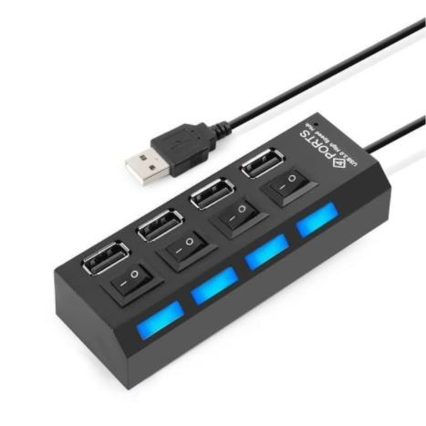 Usb 2.0 hub 4 port switch on-off led 480Mbps - Terminal usb2.0 4 slot saklar