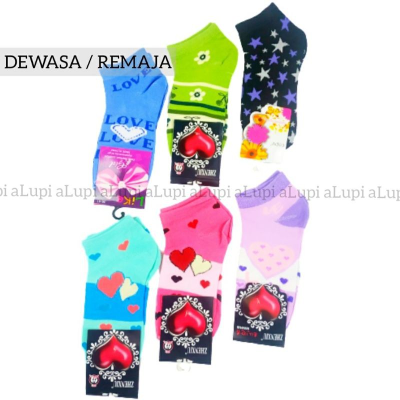 Kaos Kaki Pendek Wanita Cewe Cewek Perempuan Semata Kaki Dewasa Remaja Motif Lucu Murah